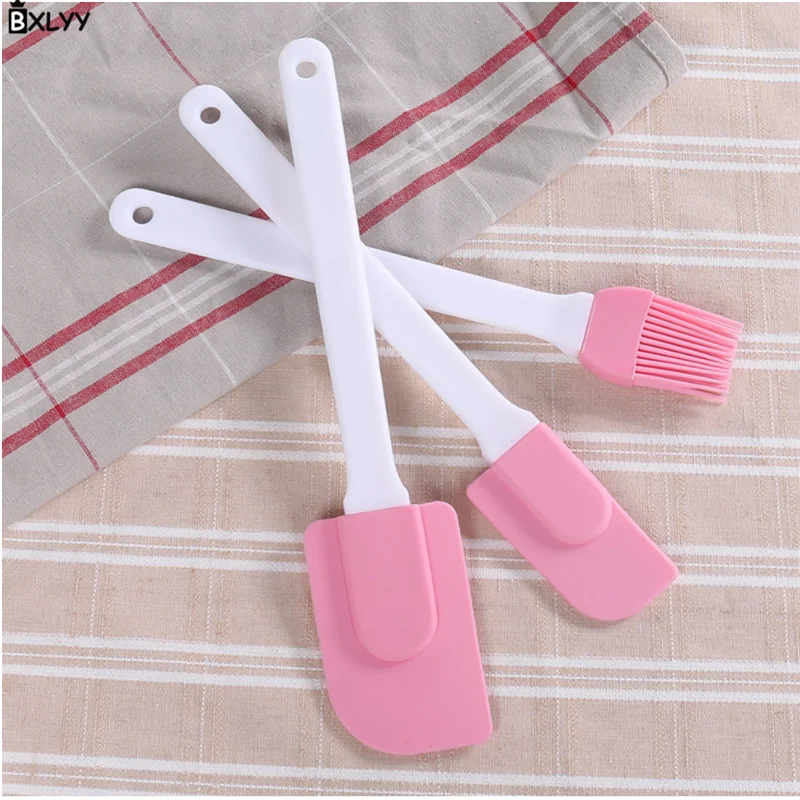  BXLYY Baking Tools Silicone Scraper Three-Piece Cake Cream Scraper Silicone Brush Cake Decorating A