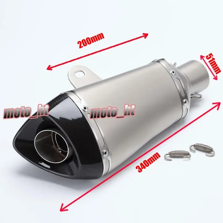 GZYF Universal 51mm Inlet Motorcycle Muffler Silencer Exhaust Pipe