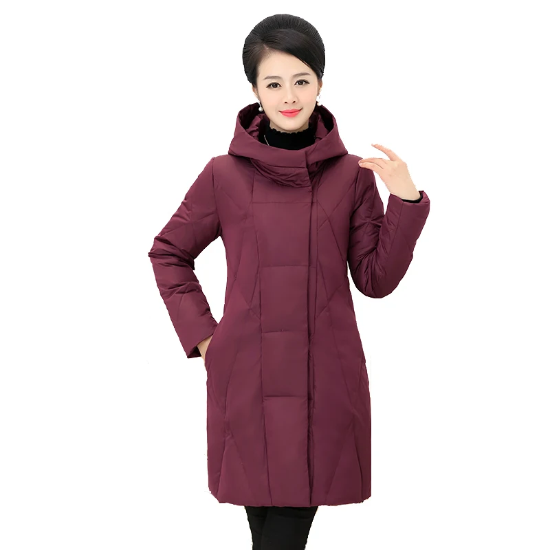 Теплые утолщенные женские зимние куртки из 65% белого утиного пуха с капюшоном размера плюс 5XL, Женское пальто, зимняя длинная парка для мам