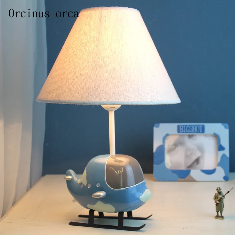 

Cartoon creative aircraft small table lamp children's room boy bedroom bedside lamp warm and lovely LED lamp free shipping