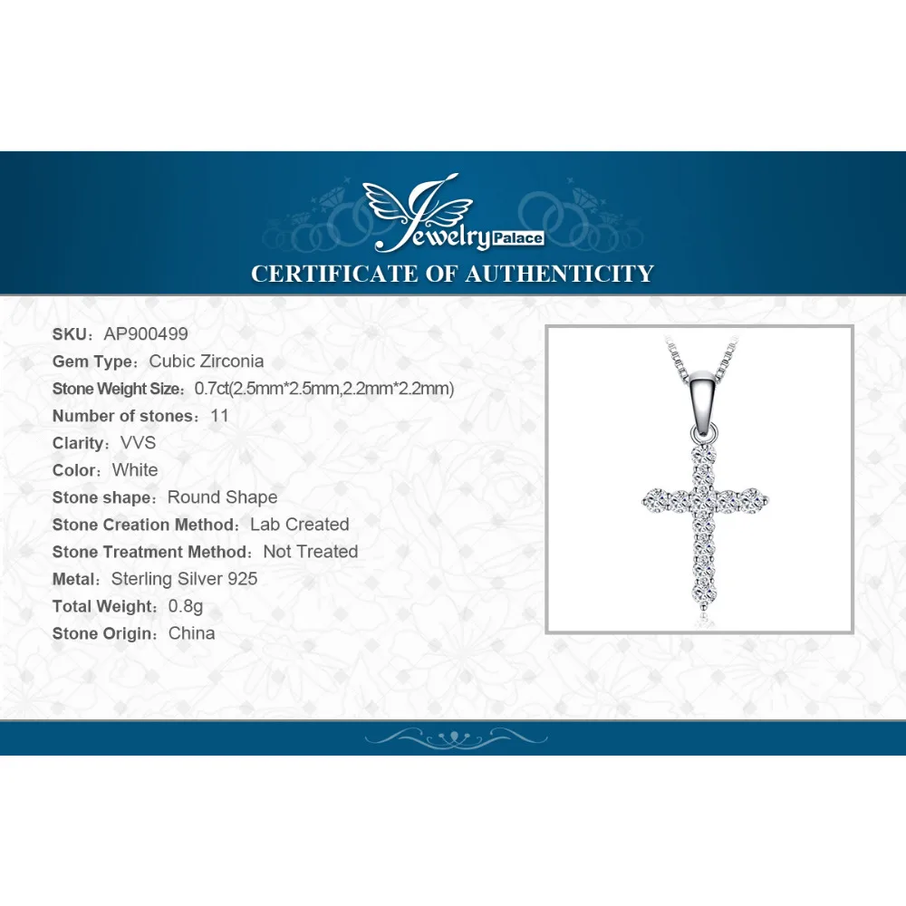 JewelryPalace 0.7ct Cubic Zirconia Cross Pendant 925 Sterling Silver Not Include A Chain Best Friends Pendant Hot Selling Gifts