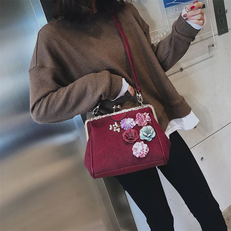 Three-dimensional Simulation Flowers Women Peacock Embroidery Messenger Bag Frame PU Leather Tote Handbag Purse Crossbody Bag (10)