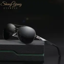 SHEYANG Для мужчин Для женщин Polarized Pilot Sunglasses Алюминий магния солнцезащитные очки вождения очки оттенков Óculos мужской W3011