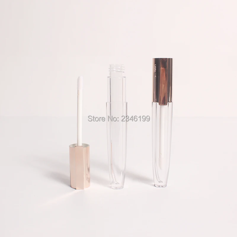 Empty Clear Lip Gloss Tube Rose Gold Cap Plastic Liquid Lipstick Container Round Clear Lip Gloss Refillable Bottle 40pcs/Lot