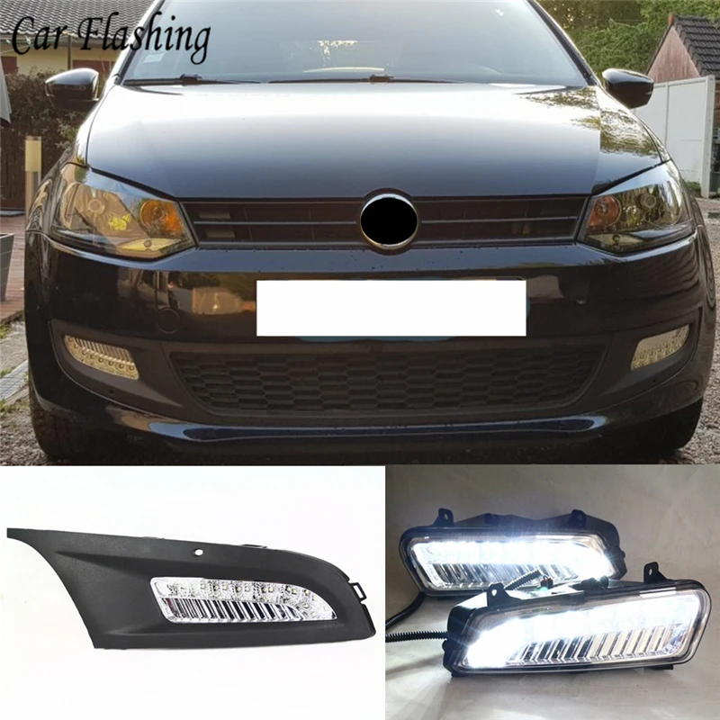 Автомобильные мигающие DRL для Volkswagen VW Polo 2010 2011 2012 2013 2014 дневные ходовые огни