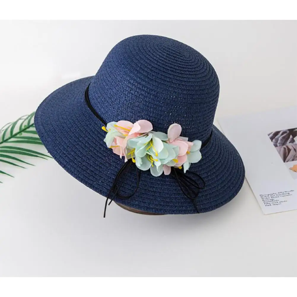 MISSKY женские цветочные солнечные однотонные шляпы дизайн Рыбацкая соломенная шляпа летний большой край шляпа женские шапки