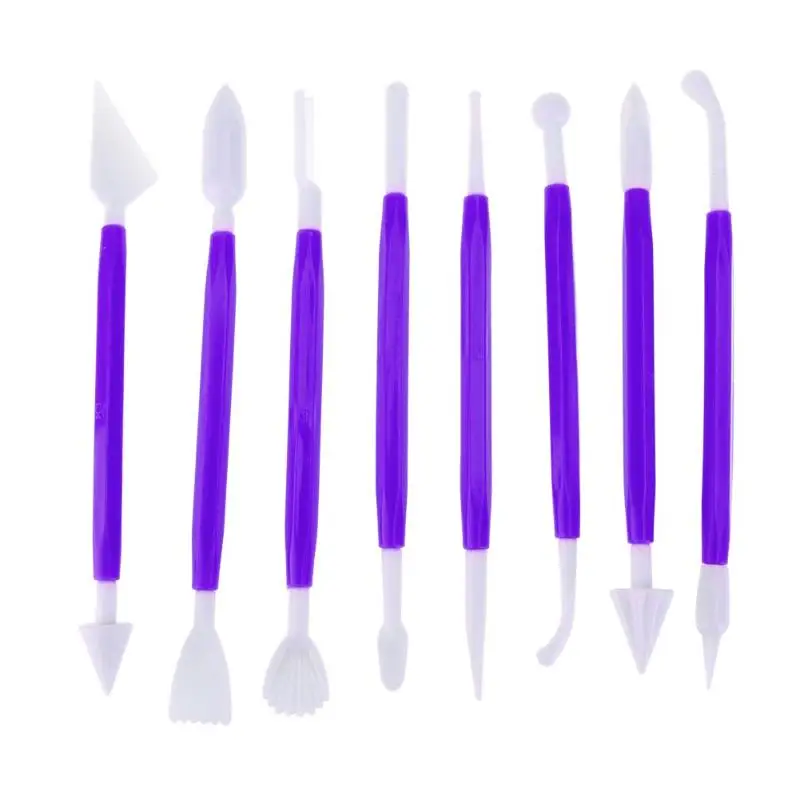 8 шт./лот 16 узоров помадка для украшения торта цветок Сахар Ремесло Инструменты для моделирования Глина помадка инструмент для украшения торта - Цвет: Фиолетовый
