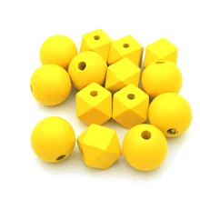 50 шт. желтые геометрические деревянные бусины 20 мм 25 мм круглый шарик ювелирные изделия оптом массивные EA487