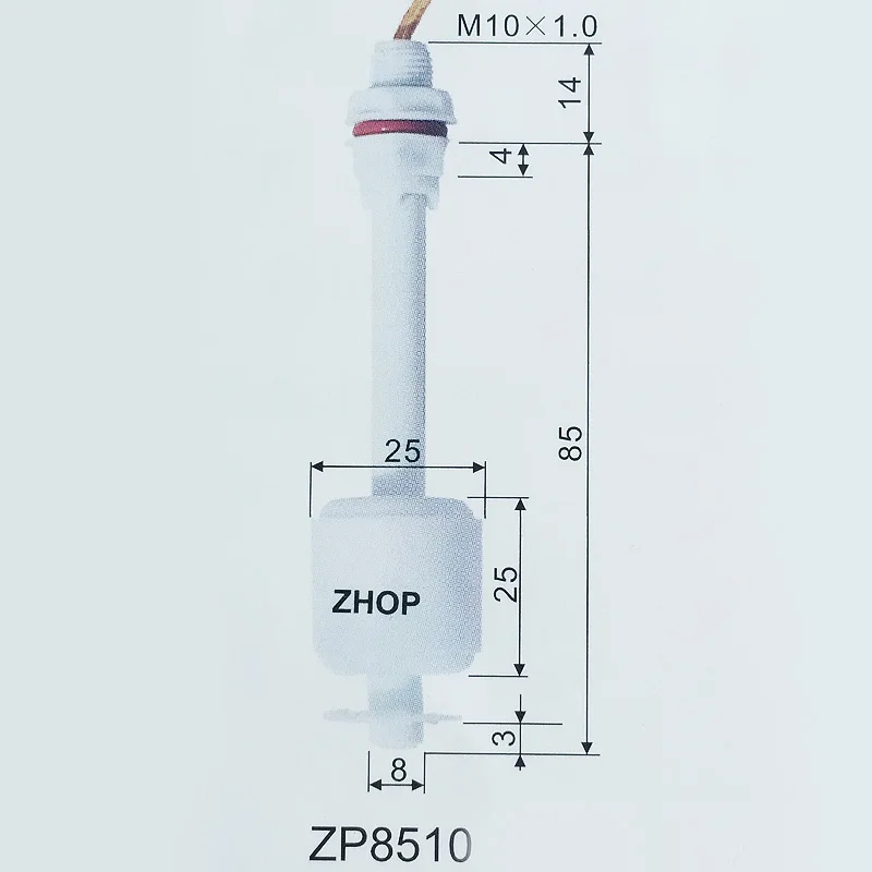 10 шт./лот M10* 85 мм 100 V поли Propy уровня воды Жидкость Сенсор мини-Поплавковый переключатель ZP8510 1A1