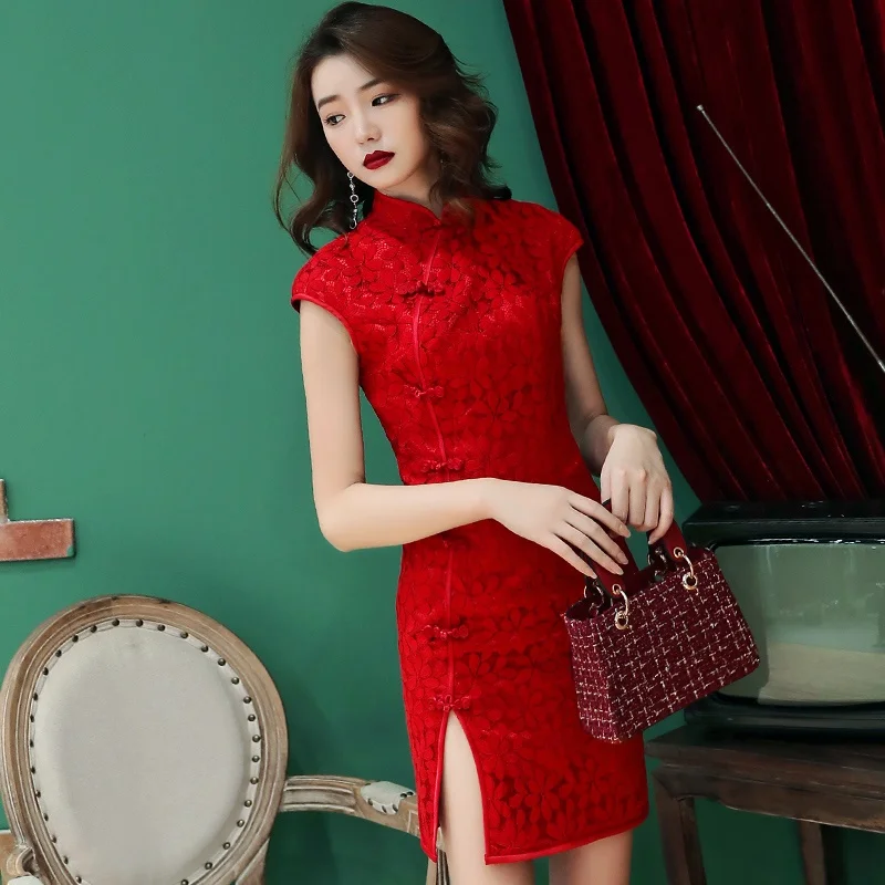 Cheongsam свадебное платье в китайском стиле асимметричное платье Vestido Soiree Femme платье Fiesta Qipao красные платья подружки невесты TS1355