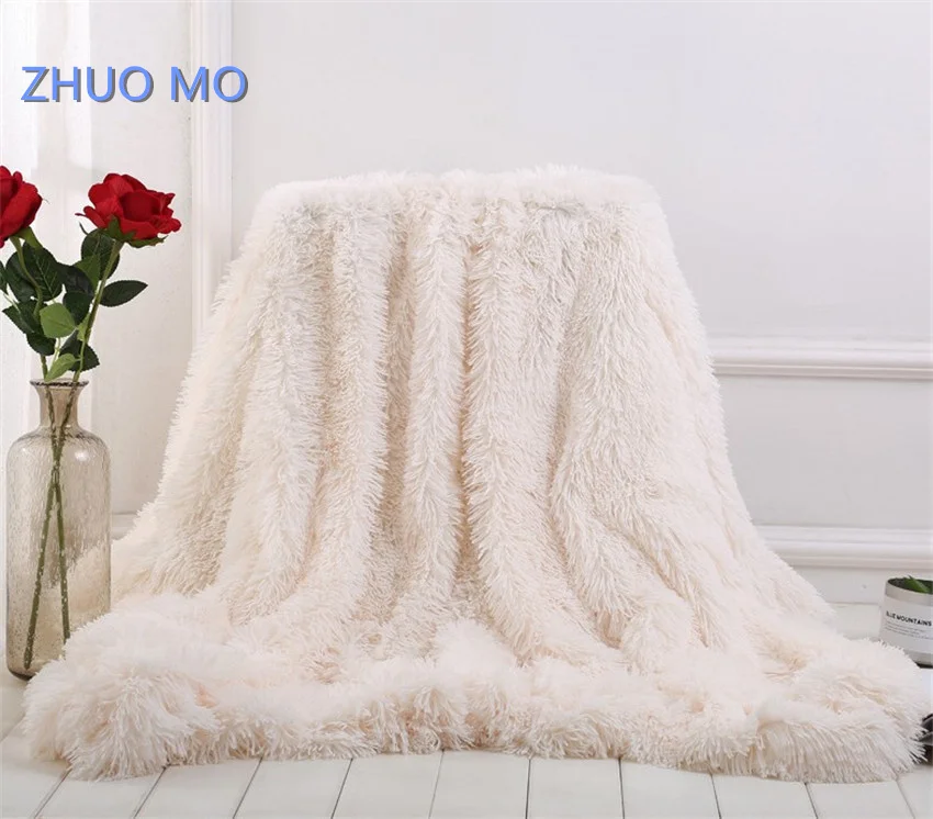 

ZHUO MO 2019 New Arrival Elegant Throw Blanket For Bed Sofa Large Size 160*200cm Long Shaggy for home Soft Warm Bedding Sheet