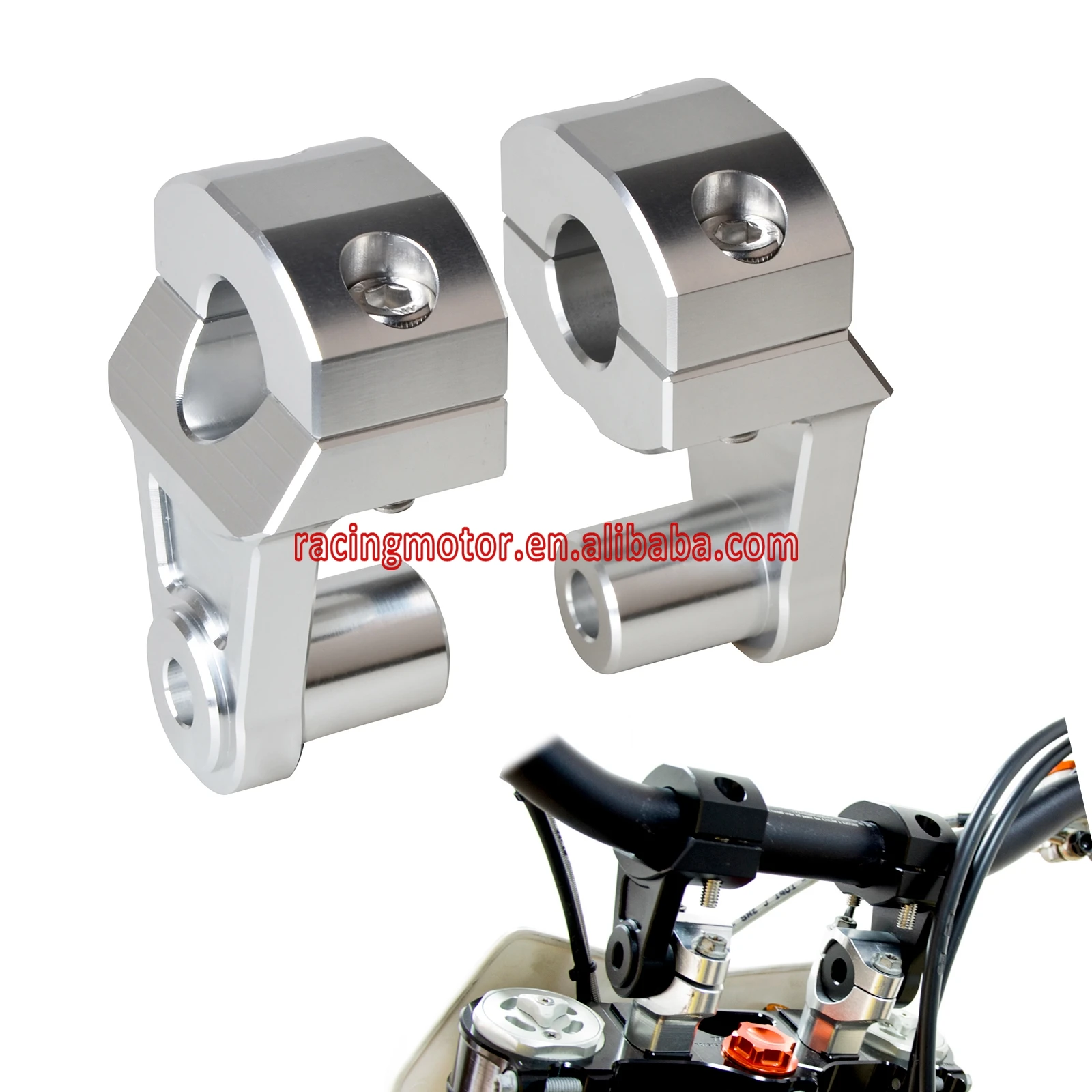 

7/8" 22mm HandleBar Handle Fat Bar Mount Clamps Riser Dirt Bike Motocross For Honda Kawasaki Yamaha Suzuki Ducati Harley Silver