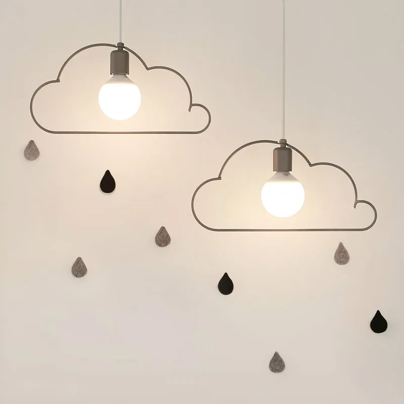 

Simple Restaurant Iron Cloud Chandelier Nordic Hall Bar Dining Room Modern Pedant Lamp Children Room Cafe Shop Hanging Light