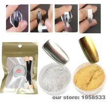1 г яркие блестки для ногтей порошок зеркальный меттальное ощущение ногти на ногах Светящиеся Декоративные серебристые золотые ультратонкий пигментный порошок