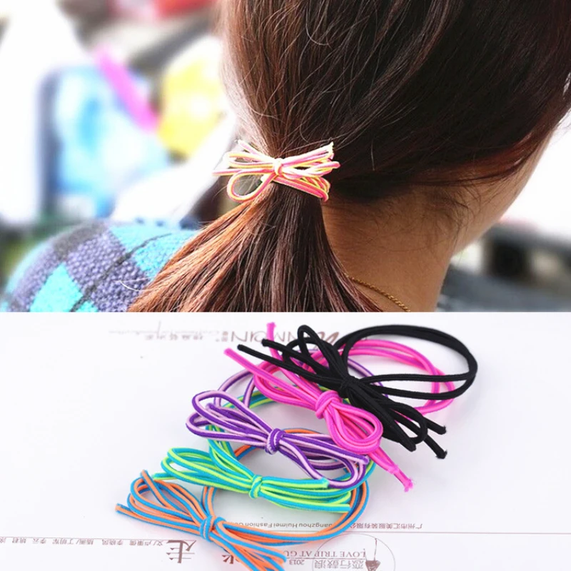 

10Pcs Girl Lovely Bead Rubber Elastic Hair Band Rope Scrunchie Ponytail Holder Bowknot