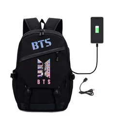 NEW KPOP Bangtan boys Backpack female surrounding bag usb charging Korean version of the star avatar support backpack NEW KPOP Bangtan boys Backpack female surrounding bag usb charging Korean version of the star avatar support backpack