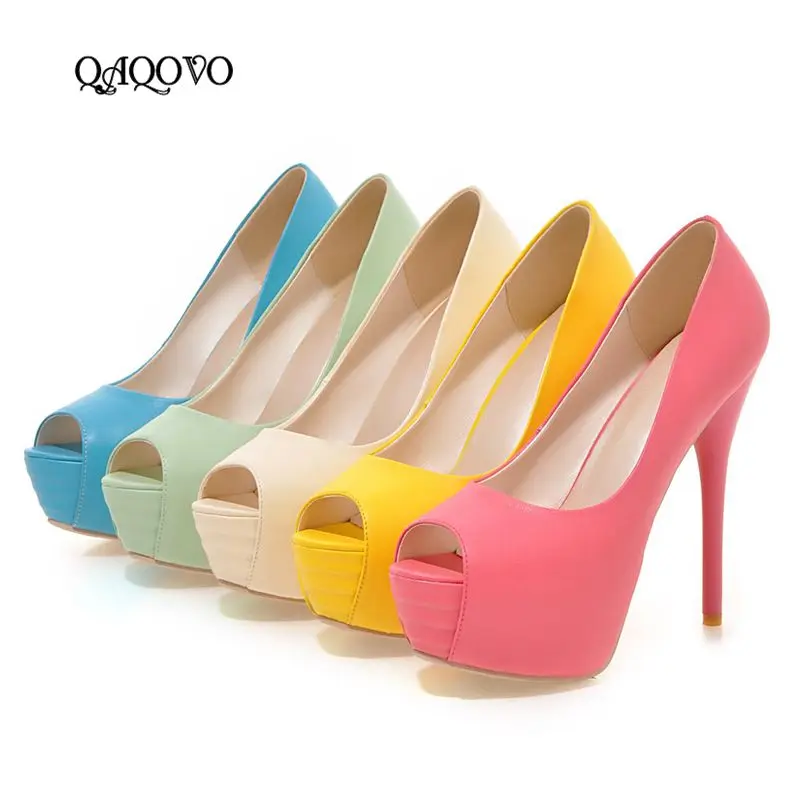 

2019 Fashion Platform Women Shoes Sexy Open Toe Thin High Heels Pumps Slip On Party Shoes Spring Summer Female Shoes Size 34-43