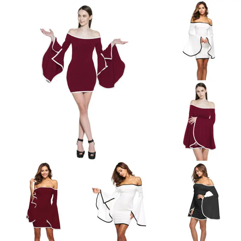 

Mandarin Sleeve Hip Shoulder Off Charm Women Package Dress Short