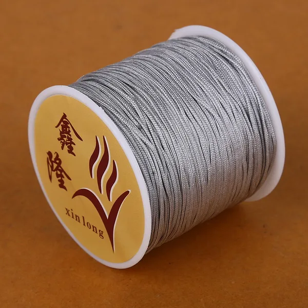 50 м диаметр 0,8 мм нейлоновый шнур китайский узел макраме шнур браслет плетеный шнур DIY кисточки вышивка бисером ювелирный шнурок нить - Цвет: silver gray