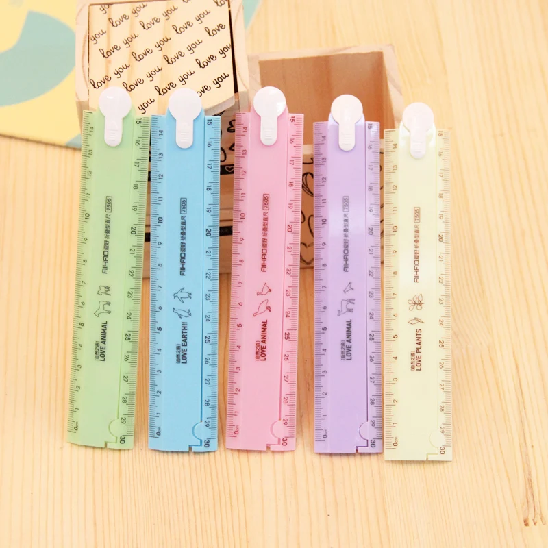 1Pcs New 30cm Cute Kawaii Candy Folding Plastic Ruler For Kids Student