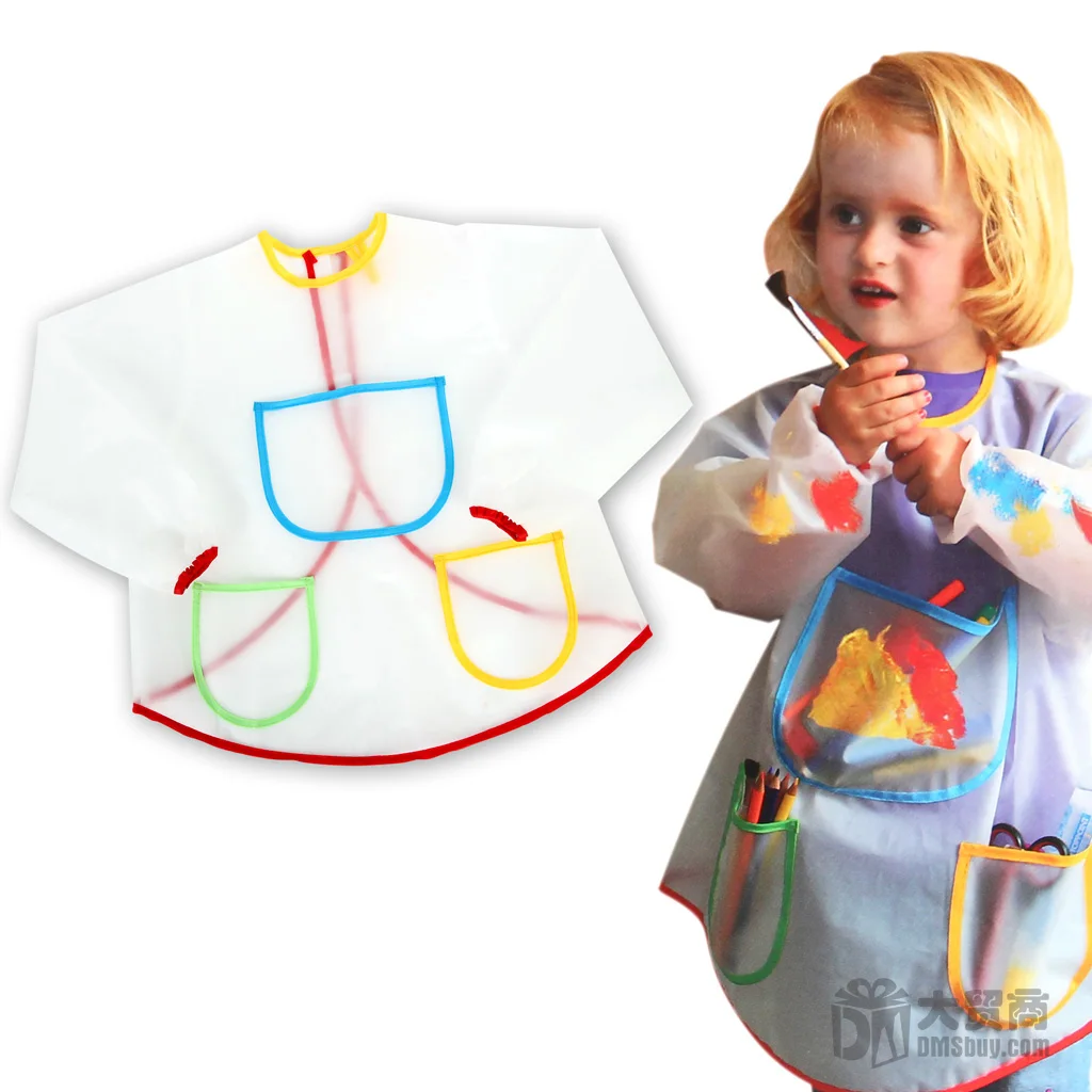 Free Shipping 2pcs/lot Plastic Aprons Painting Overclothes For Kids