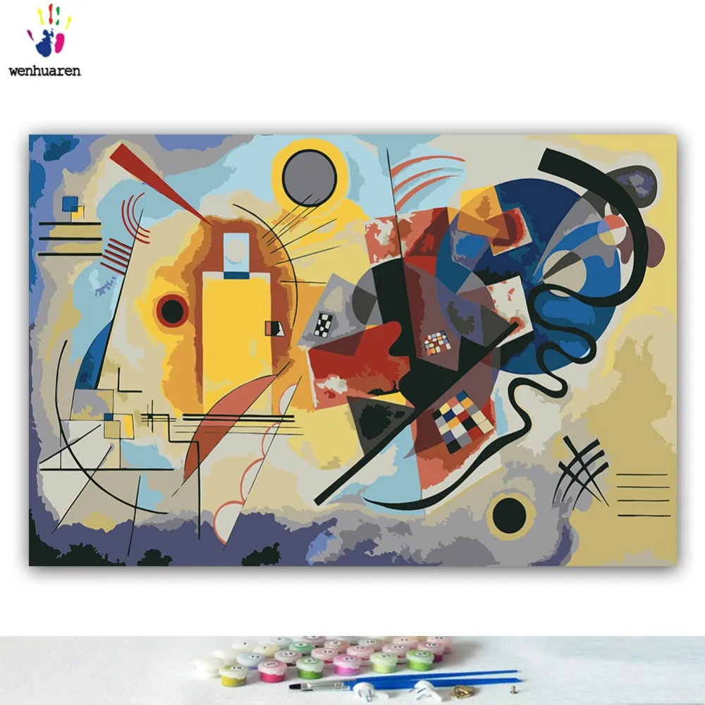 DIY картинки для раскраски по номерам с цветами Кандинский абстрактная Геометрическая Картина Рисунок Живопись по номерам в рамке дома