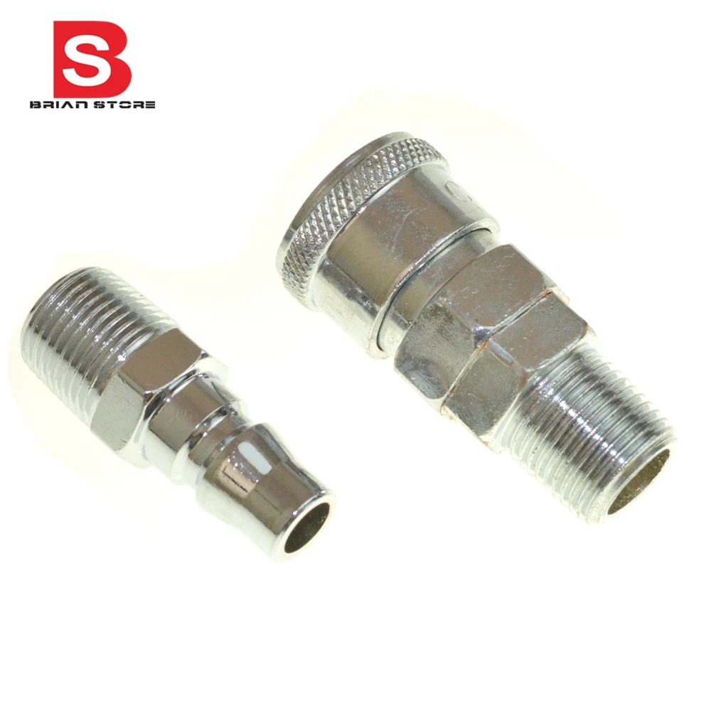1//2BSP Male Air Compressor Pneumatic Quick Coupler Connector Socket Fittings Set