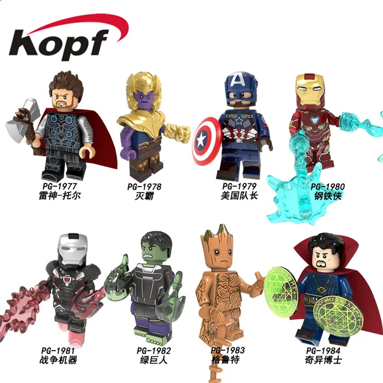 

20PCS Super Heroes Model Thor Thanos America Captain Iron Man Bricks Hulk Building Blocks Children Gift Toys PG8226