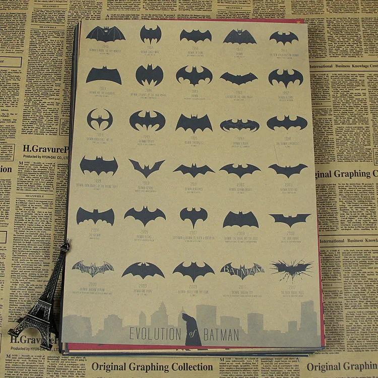 

Evolution of Batman Vintage Movie Poster Wall Paper Home Decor Cuadro Art Painting Mix Order 42x30CM