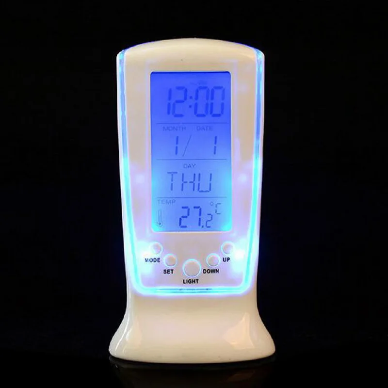 1pcs LED Digital Luminous Alarm Clock Calendar Date Thermometer Desktop