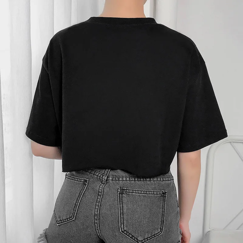 Ins взрывной стиль AliExpress Взрывная женская брендовая крутая короткая футболка с коротким рукавом и надписью "закат" Q