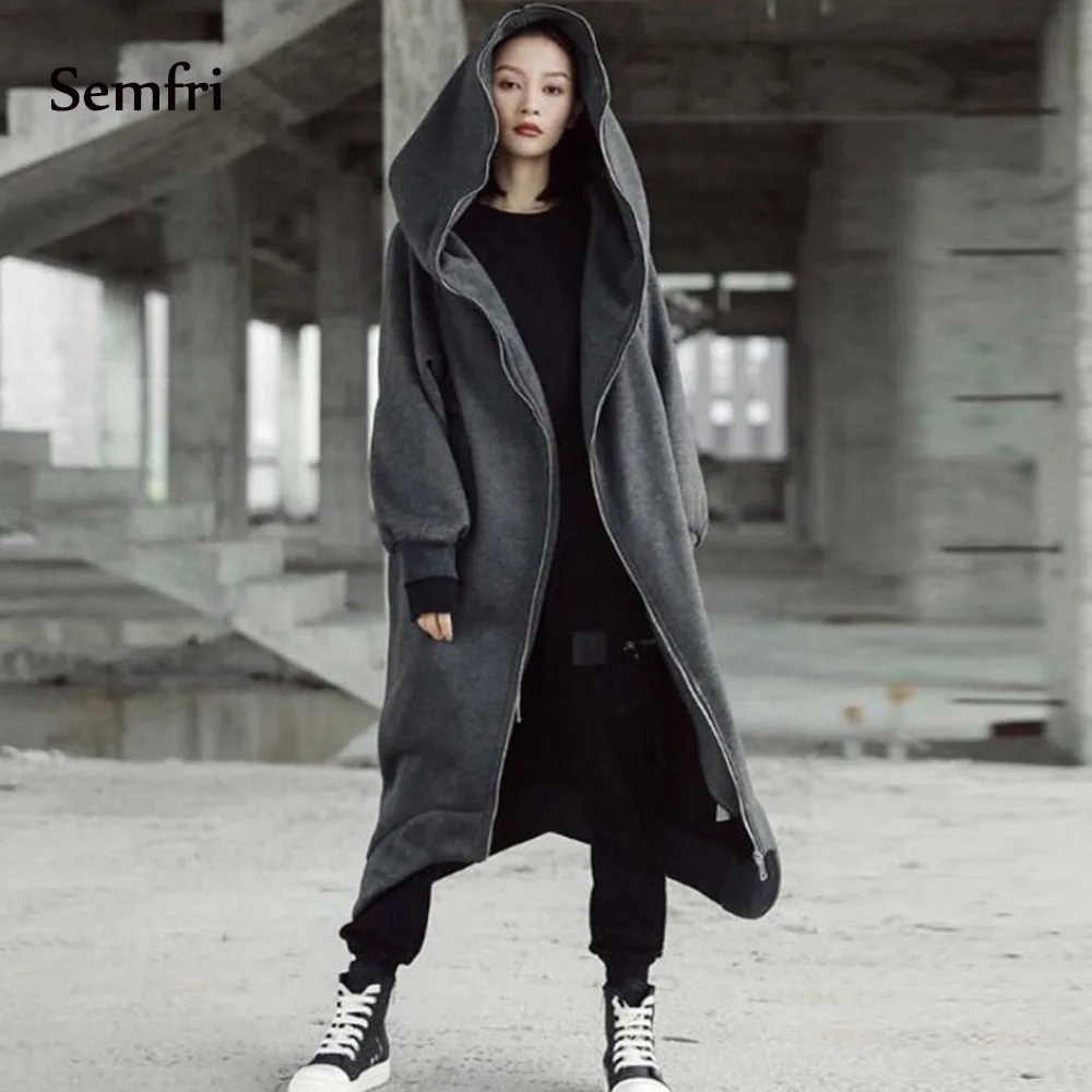 Sempi женская зимняя куртка длинное пальто крутая с капюшоном на молнии плюс размер