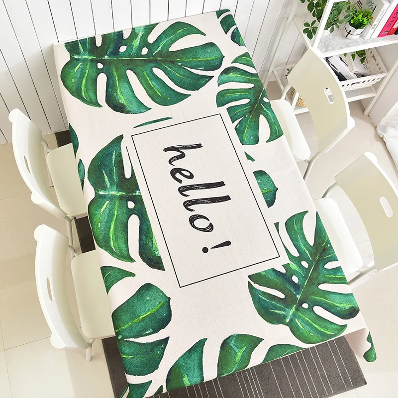 

Tropical Green Leaves Rectangular Tablecloths Thicken Cotton Linen Table Cover Modern Brand Table Cloth Home Decor Kicthen