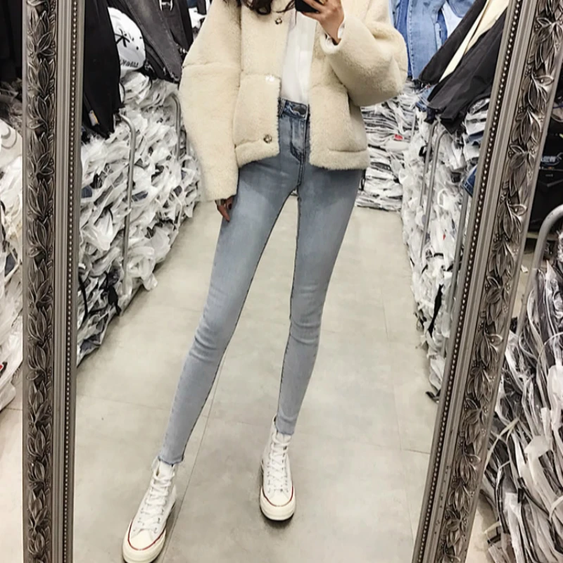 

2019 new spring and autumn Fashion casual cotton skinny Stretch young girls pencil pants jeans clothes 79361