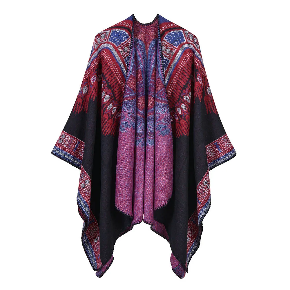 FOLOBE женский шарф утолщаются осень зима печатных Boho Винтаж Ретро пончо одеяло шаль накидка Размеры 130*150 см