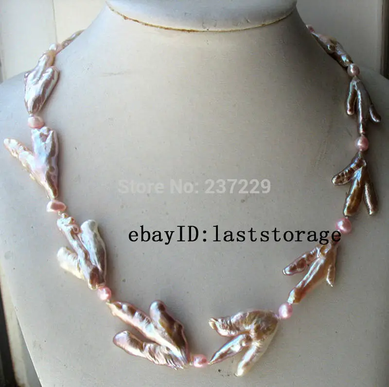 

HOT## Wholesale price > ^^freshwater pearl unique shape purple necklace 18