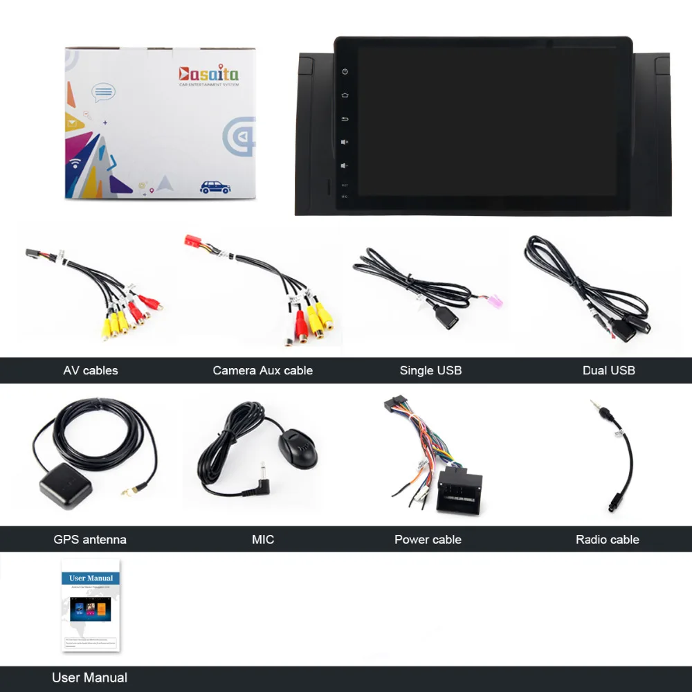 Best 1 din Car Radio GPS Android 8.0 for BMW E39 E53 X5 Navigation with 9" IPS Touch Screen Head unit Multimedia Built-in Wifi RDS 5