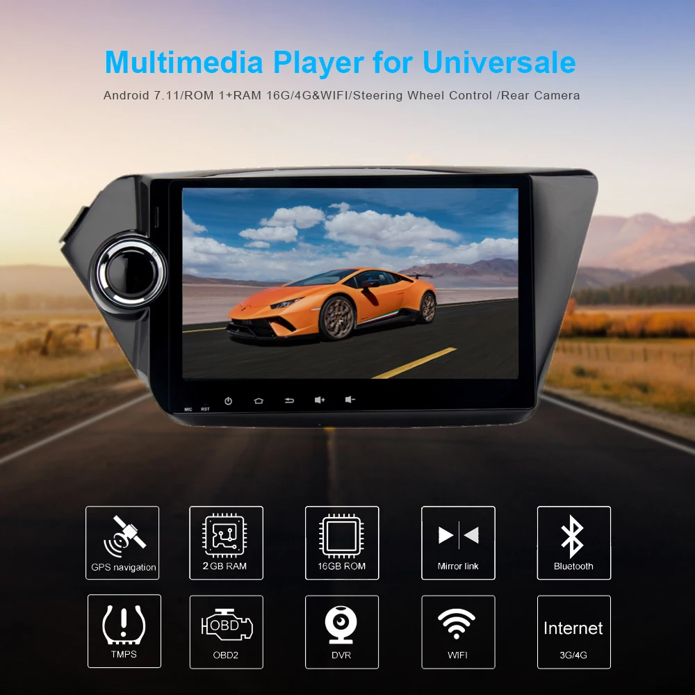 

Car 2 din radio android 8.1 GPS Navi for Kia Rio / K2 autoradio navigation head unit multimedia video stereo wifi BT RDS 2Gb Ram