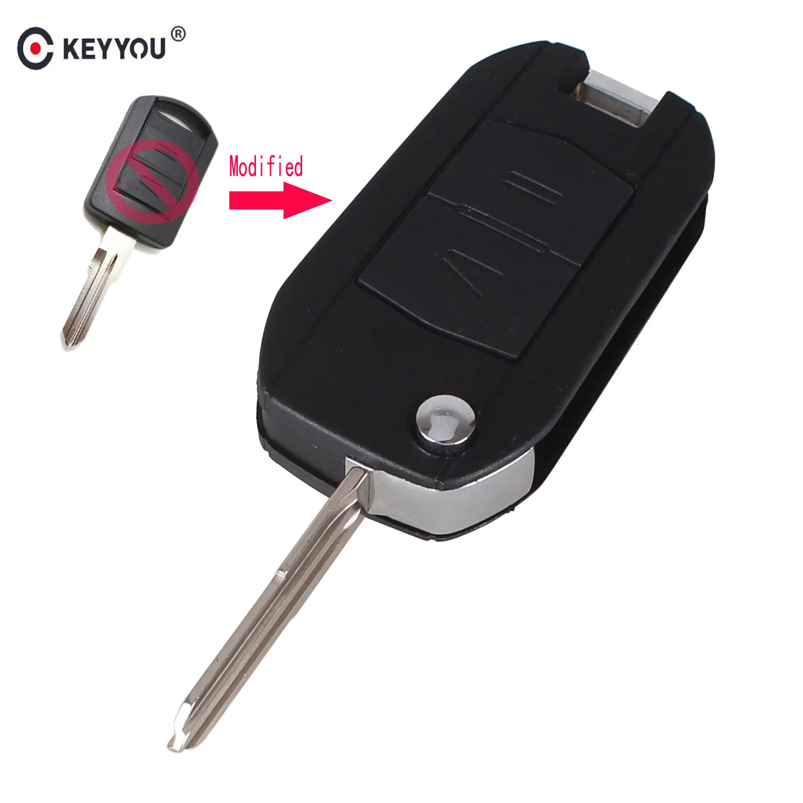 

KEYYOU Modified Folding Flip Remote Car Key Shell Case 2 Buttons Fob For Opel Astra H J g Corsa Insignia Zafira Vectra Mokka