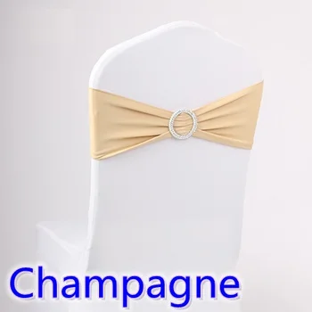 

Champagne Colour Spandex chair sashes wedding chair sash with Diamond Rhinestone Buckle lycra stretch wedding chair sashes