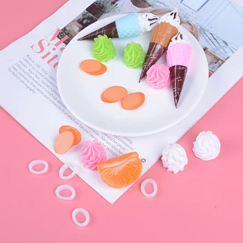 

DIY Accessories Resin Artificial Fake Miniature Food Fruit Orange Ice Cream Ham Play DollHouse Toy Decorative Craft Kawaii Kids