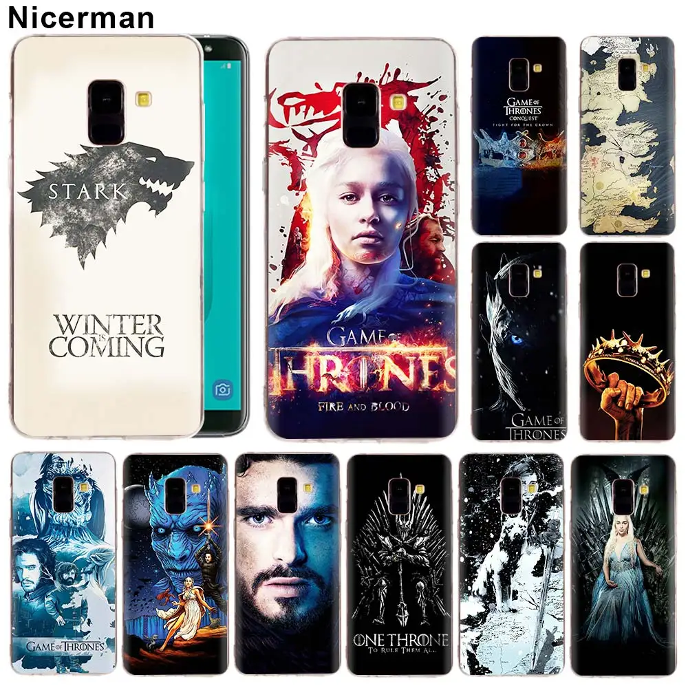 

Silicone TPU Case for Samsung Galaxy J8 J6 J4 Plus 2018 A50 A70 A80 Note 8 9 Cover Game of Thrones poster Clear Soft Capa