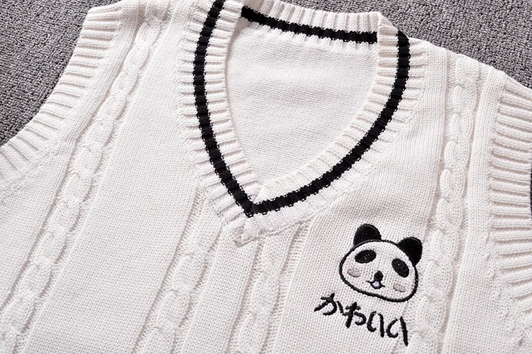 Kawaii Panda Baby британская школьная форма жилет с v-образным вырезом японский JK свитер без рукавов хлопковые топы костюм для влюбленных пар