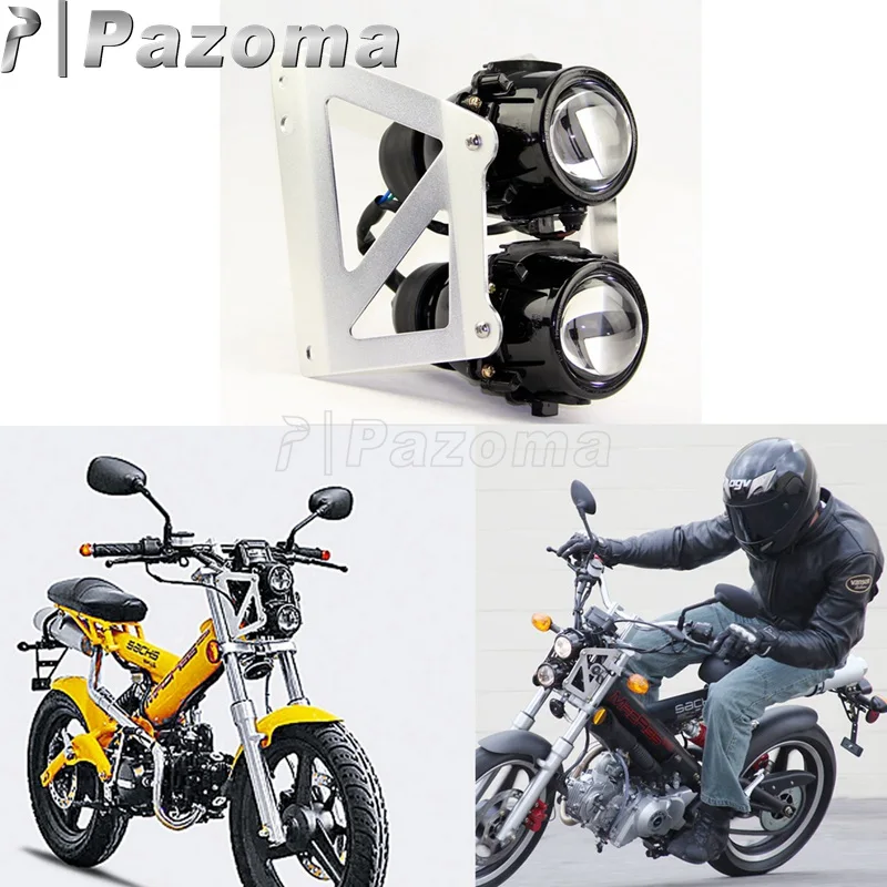 Motorcycle Black Streetfighter H3 Front Twins Headlight Assembly Projector Head Lamp for Dual