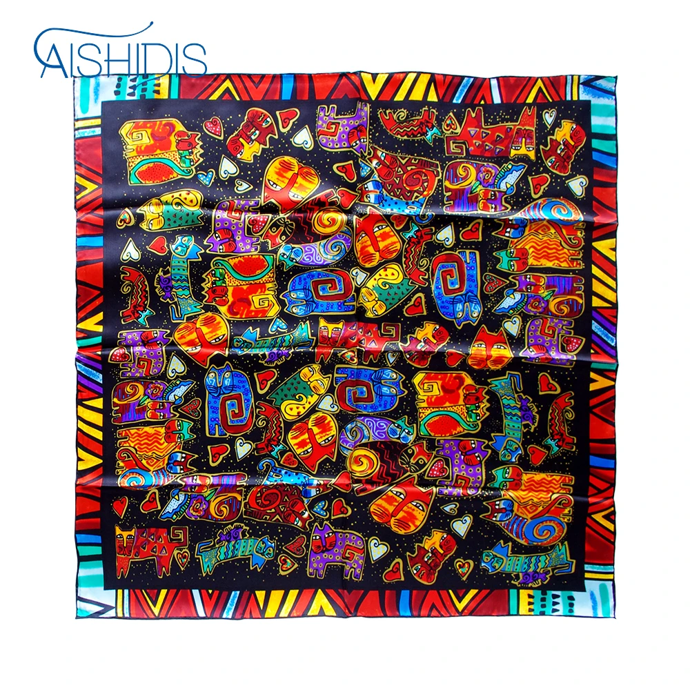 Модный шарф роскошный брендовый 100% натуральный шелковый квадратный хиджаб милый