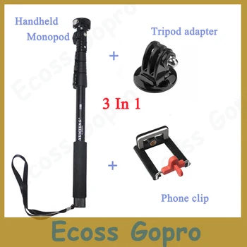 

Top Quality Portable Handheld Telescopic Monopod Tripod For Go pro/SJ4000/SJ5000,Cell Phone With Holder and gopro tripod adapter