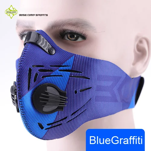 Blue Graffiti Mask BASECAMP Мужская/Женская Пыленепроницаемая велосипедная маска с активированным углем, маска против загрязнения для велосипедного велосипеда, маска для тренировок на открытом воздухе, маска для лица - Цвет: Blue Graffiti Mask