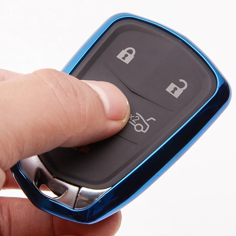 

Soft TPU Remote Smart Key Cover Fob Case Shell For Cadillac ATS CT6 CTS DTS XT5 Escalade ESV SRX STS XTS ELR 2014-2018 Keychain