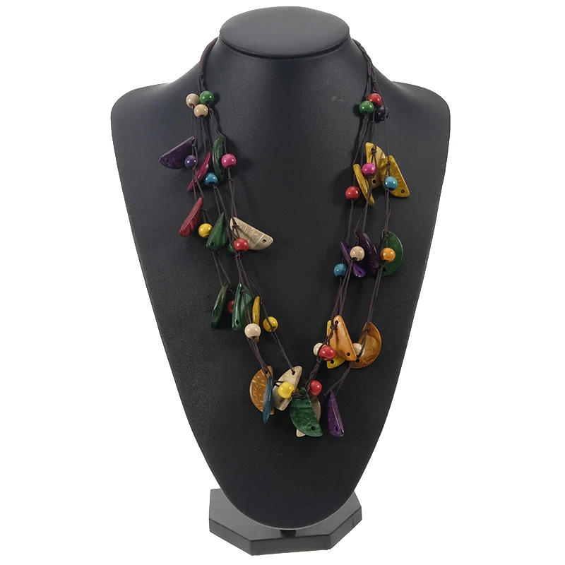 BeUrSelf, этническое кокосовое ожерелье для женщин, ожерелье с бусинами, колье для женщин, богемное, этническое, ручная работа, вязанное, многослойное ювелирное изделие