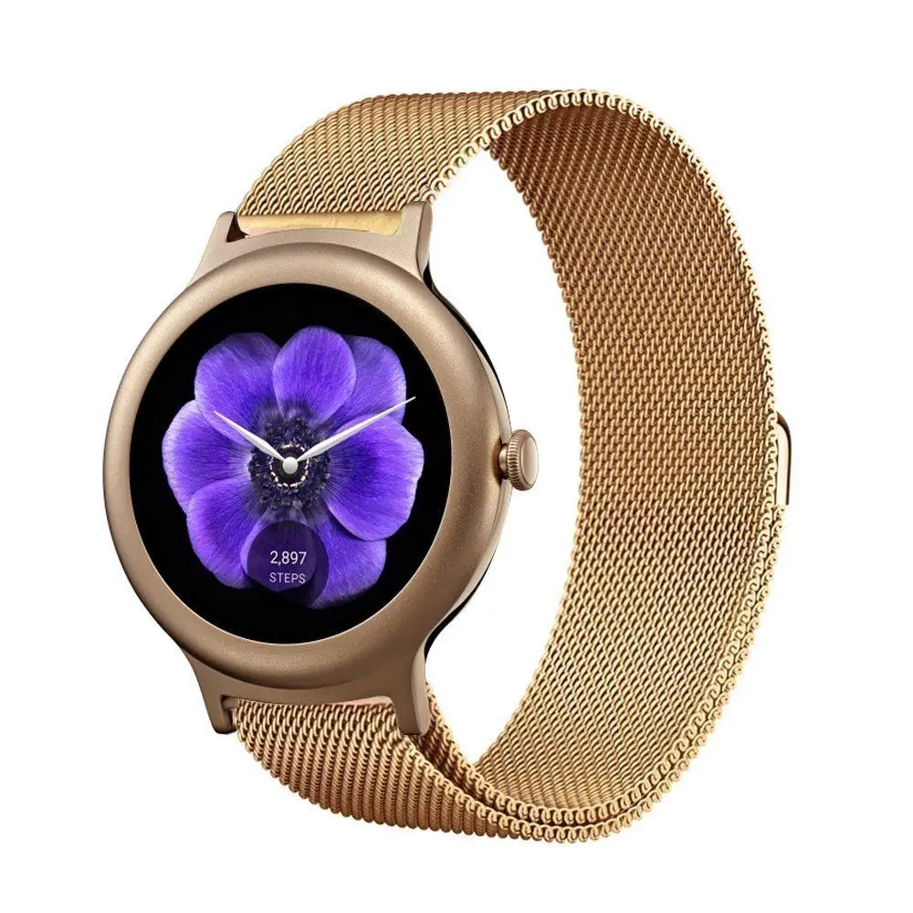 Rose Gold 18 мм Магнитная Миланская Петля из нержавеющей стали ремешок для LG часы стиль - Цвет ремешка: Rose Gold